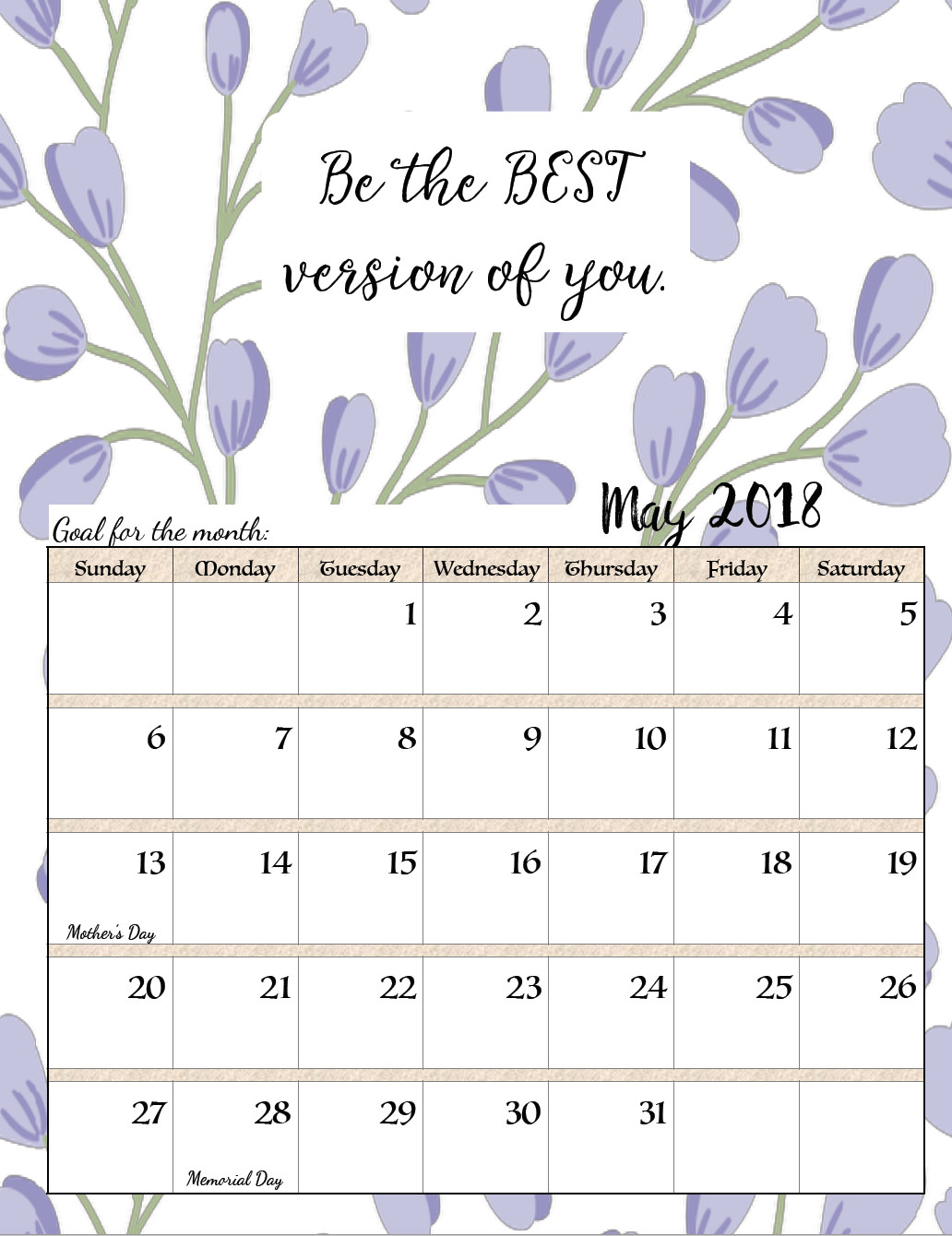 Inspirational Quote Calendar
 Free Printable 2018 Monthly Motivational Calendars