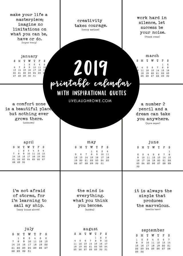 Inspirational Quote Calendar
 Free Printable Calendar with Inspirational Quotes that are