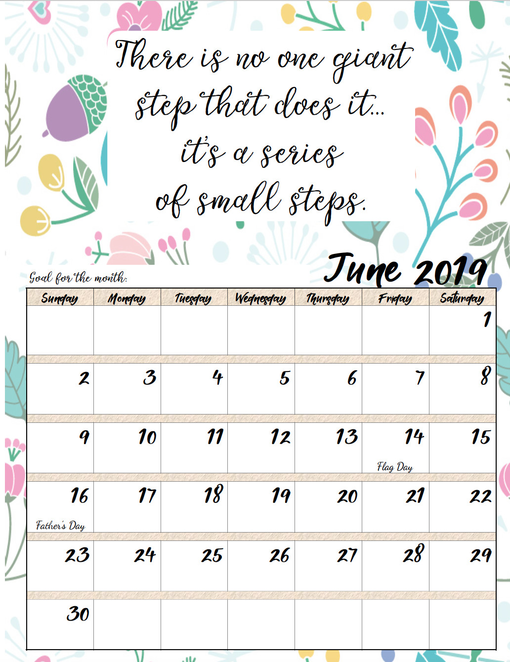 Inspirational Quote Calendar
 Free Printable 2019 Monthly Motivational Calendars