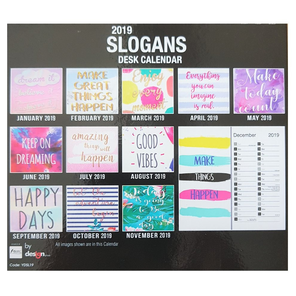 Inspirational Quote Calendar
 2019 Slogans Desk Calendar Positive Quotes Quotations