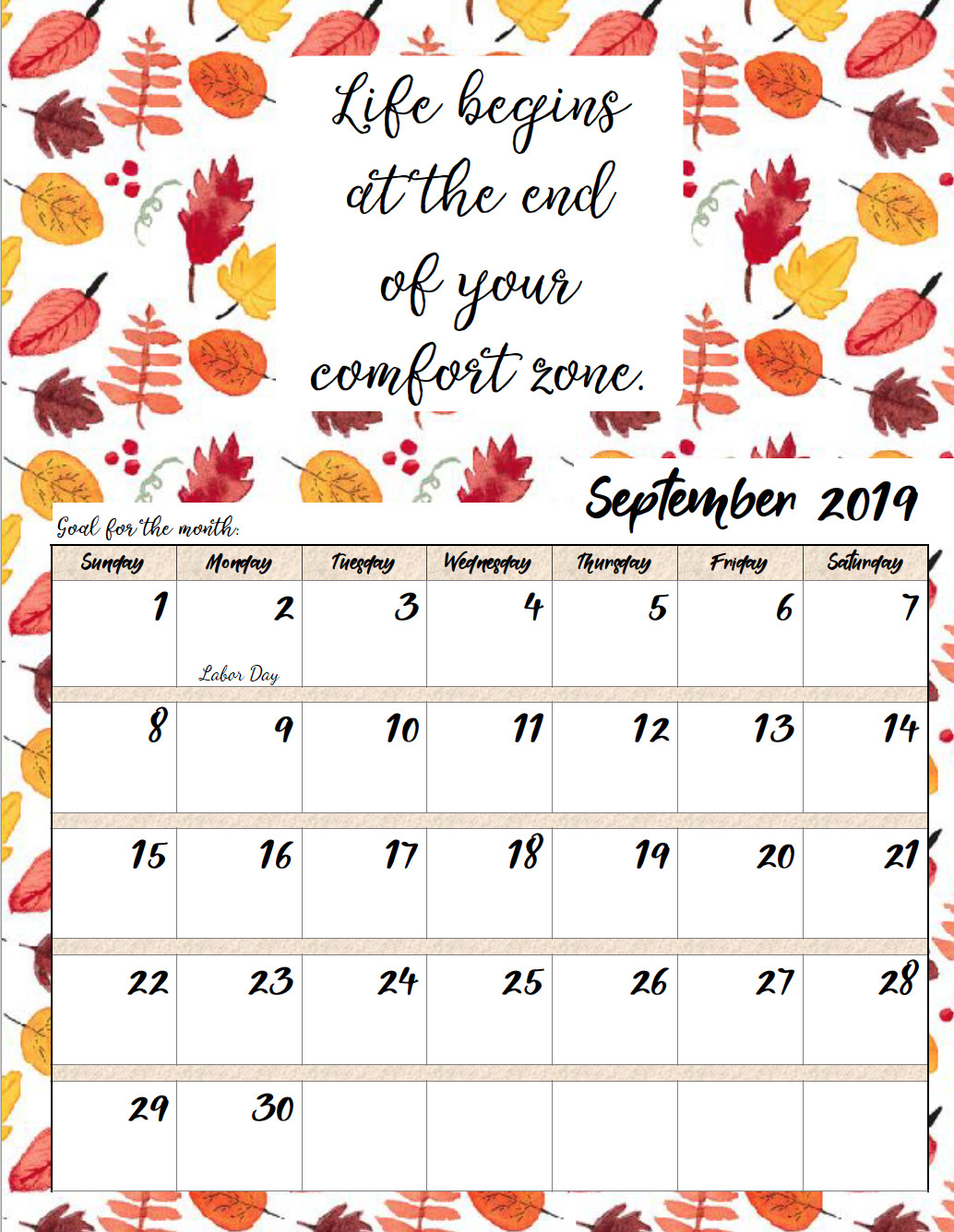 Inspirational Quote Calendar
 Free Printable 2019 Monthly Motivational Calendars