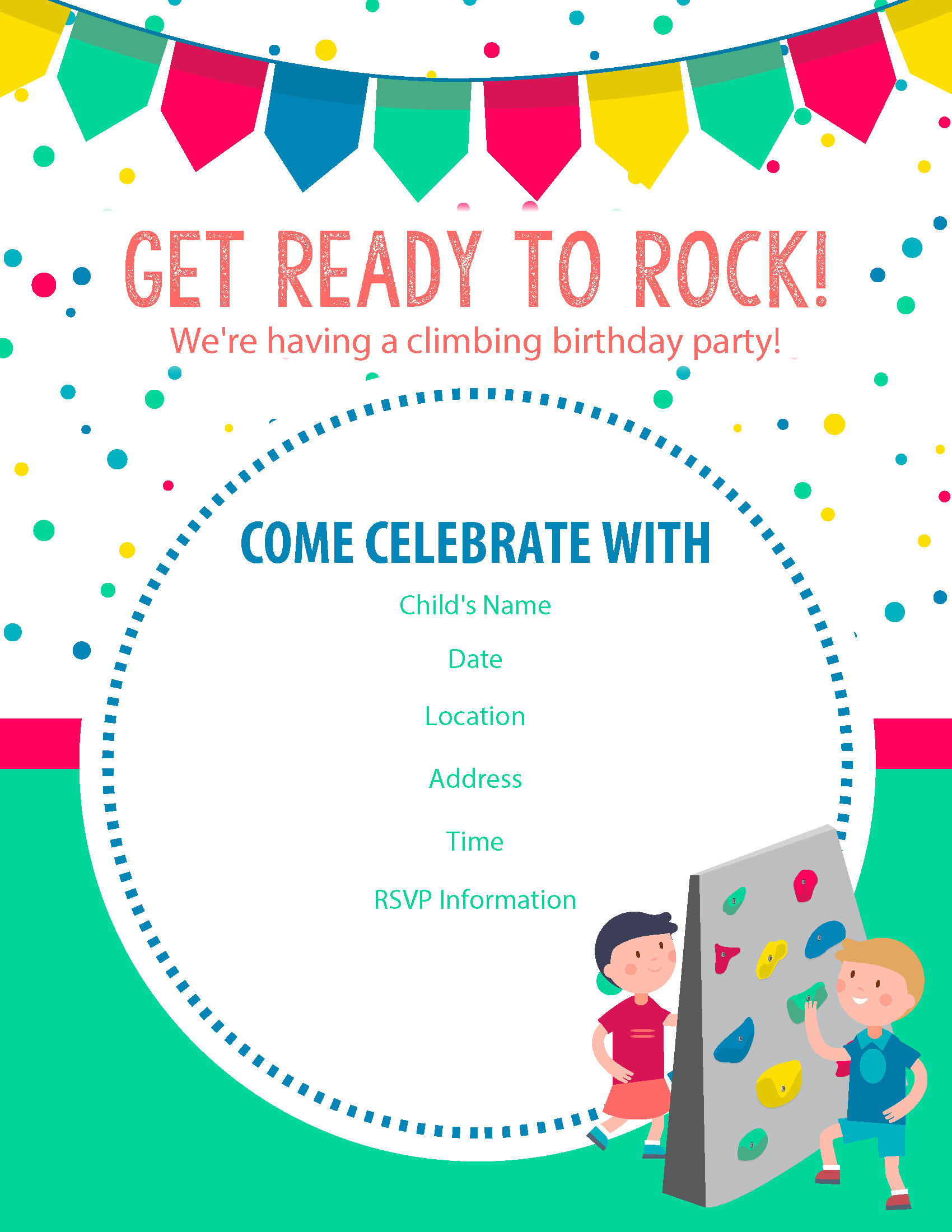 Invitations For Birthday
 Happy Birthday Free Rock Climbing Birthday Party Invitations