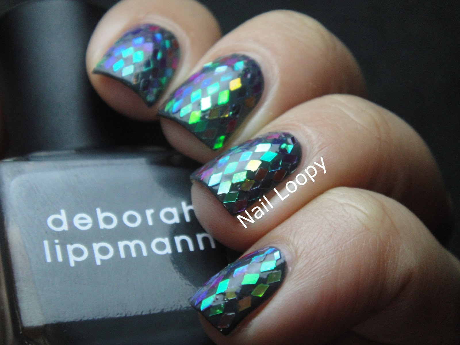 Iridescent Glitter Nails
 nail loopy IRIDESCENT DIAMOND GLEQUIN NAILS