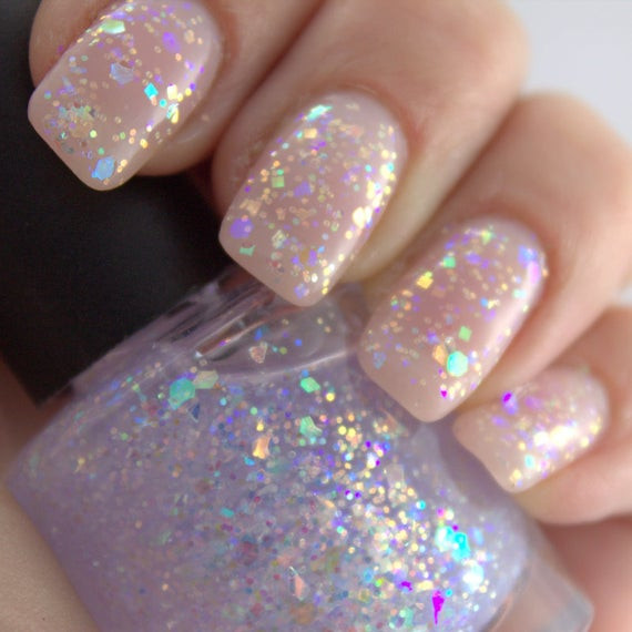 Iridescent Glitter Nails
 Shattered Opal Opalescent Iridescent Glitter Nail Polish 5