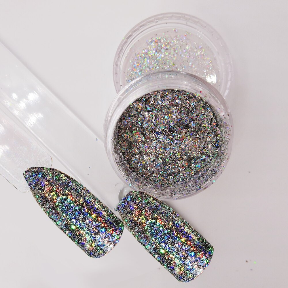Iridescent Glitter Nails
 Wholesale 10PCS Nail Art Glitter Diamond Holographic