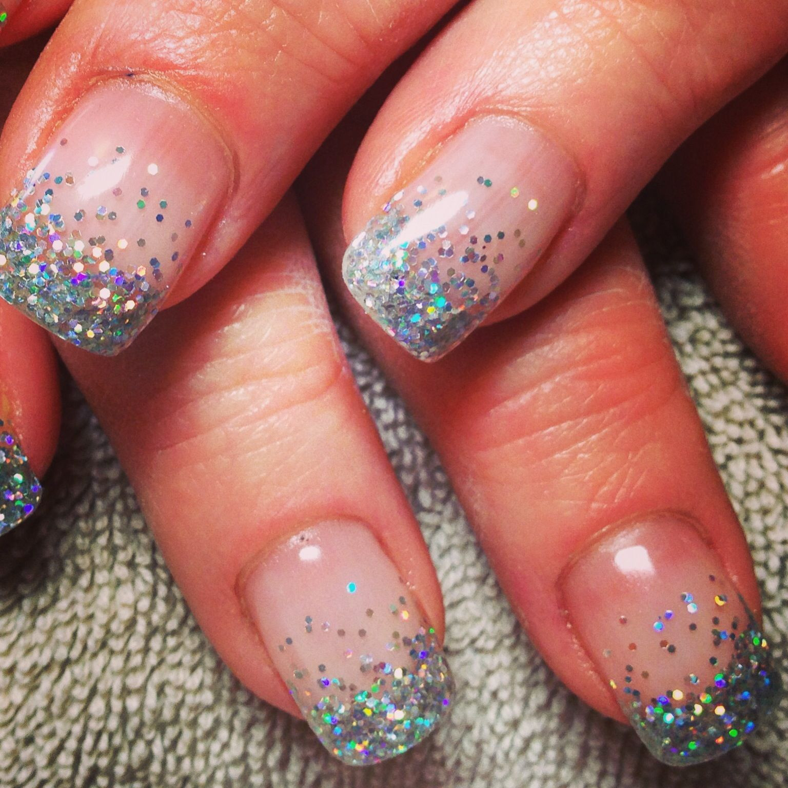 Iridescent Glitter Nails
 Iridescent chunky silver glitter nails
