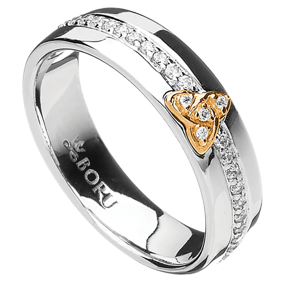 Irish Wedding Ring
 Irish Ring 10k Trinity Knot CZ Wide Band Irish Wedding