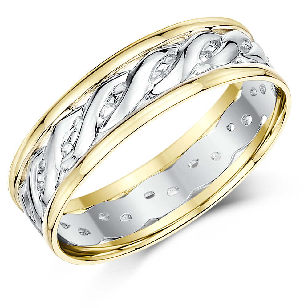 Irish Wedding Ring
 6mm 9ct Yellow & White Gold Two Colour Celtic Wedding Ring