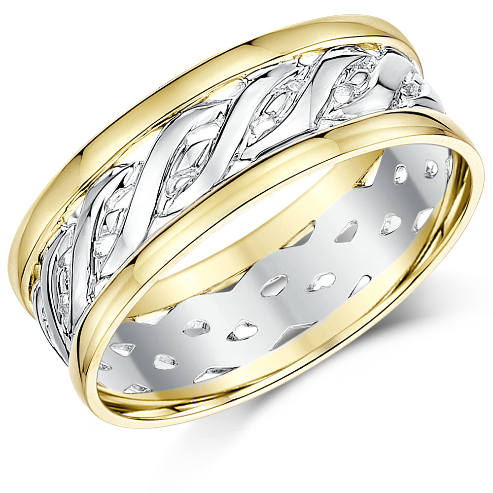 Irish Wedding Ring
 7mm 9ct Yellow & White Gold Two Colour Celtic Wedding Ring