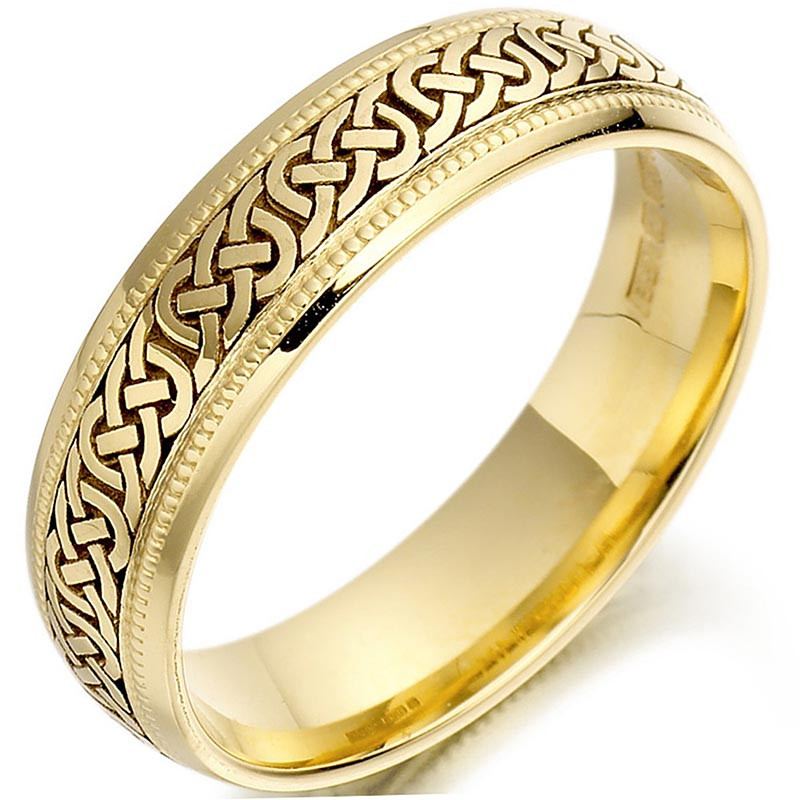 Irish Wedding Ring
 Irish Wedding Ring Mens Gold Celtic Knots Beaded Wedding