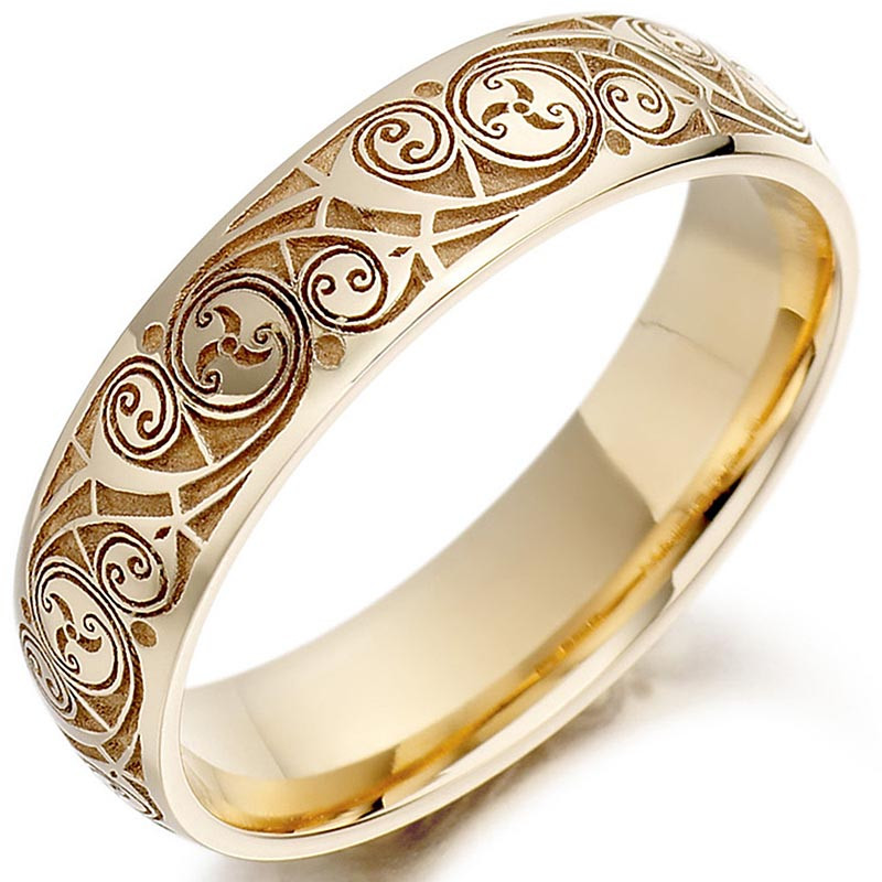 Irish Wedding Ring
 Celtic Wedding Ring Mens Gold Celtic Spiral Triskel