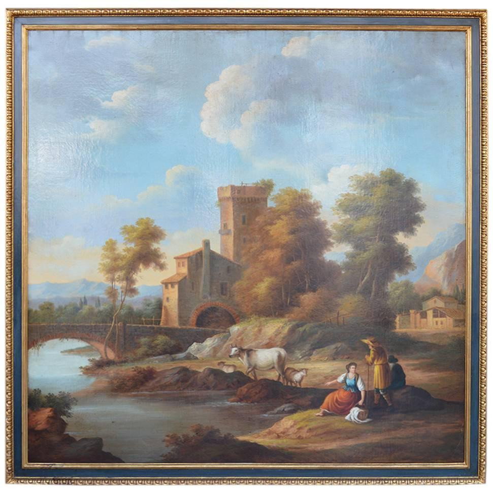 Italian Landscape Painting
 19th Century Italian Landscape Oil Painting For Sale