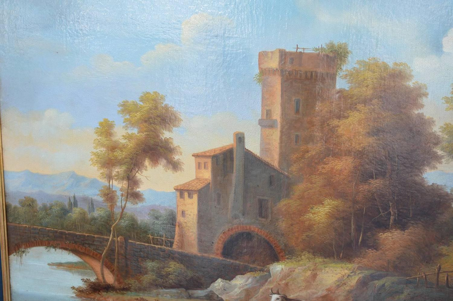 Italian Landscape Painting
 19th Century Italian Landscape Oil Painting For Sale