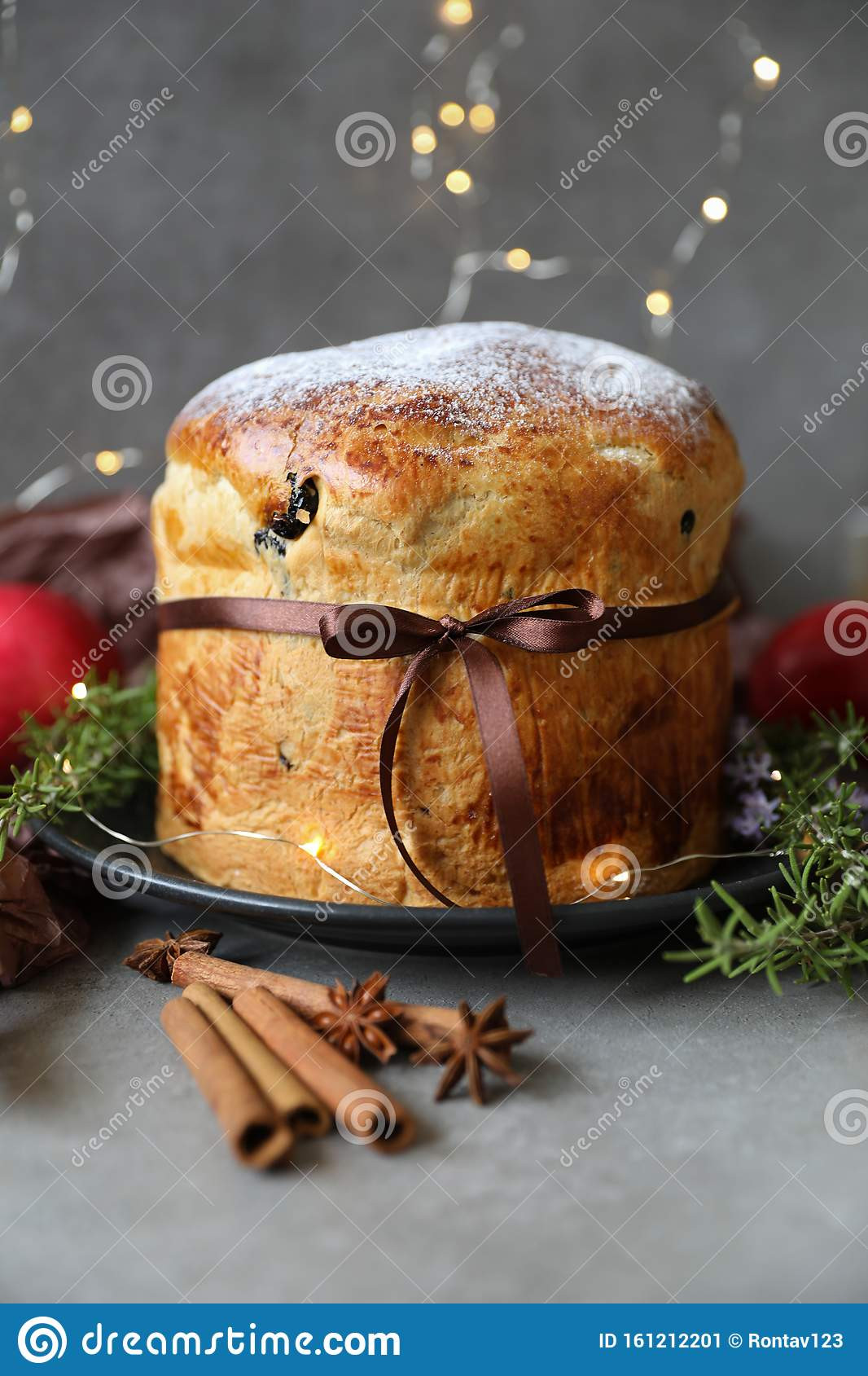 Italian Sweet Bread Loaf
 Traditional Panettone An Italian Sweet Bread Loaf
