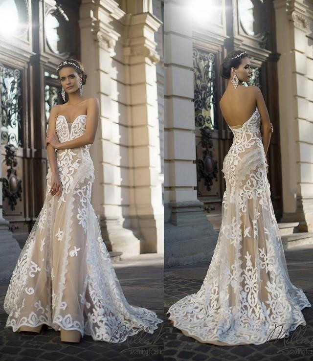 Ivory Color Wedding Dresses
 2016 Lace Mermaid Applique Ivory Wedding Dresses