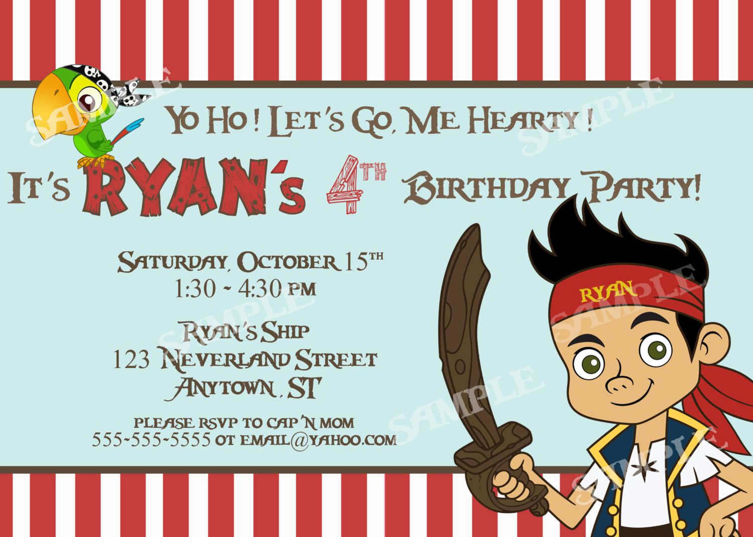 Jake And The Neverland Pirates Birthday Invitations
 Free Jake And The Neverland Pirates Birthday Invitations