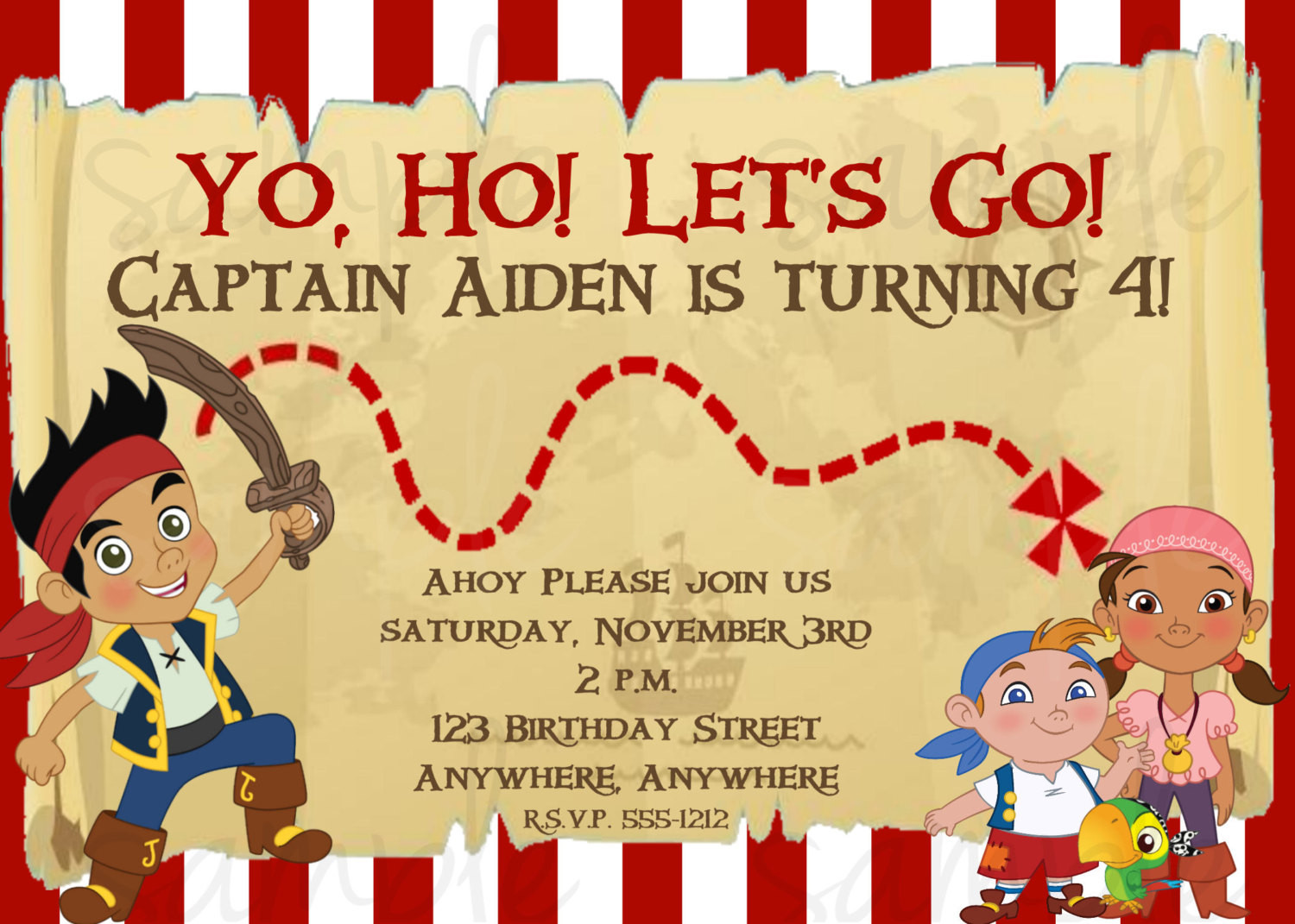 Jake And The Neverland Pirates Birthday Invitations
 Free Jake and the Neverland Pirates Birthday Invitations