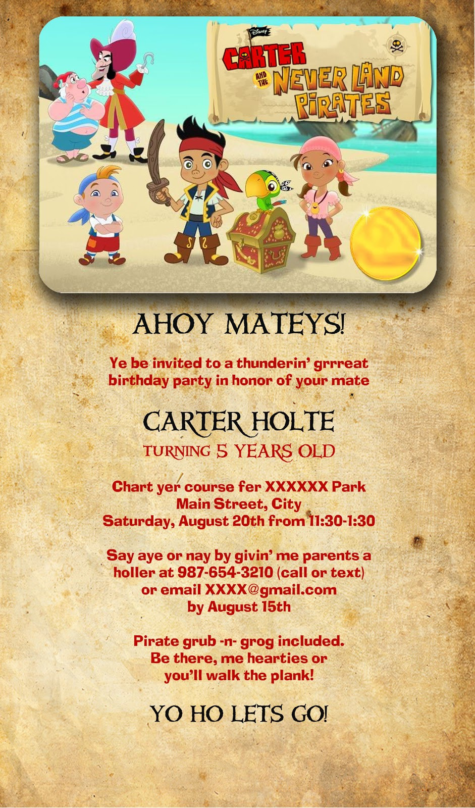 Jake And The Neverland Pirates Birthday Invitations
 Family Focused "Jake and the Neverland Pirates" Birthday