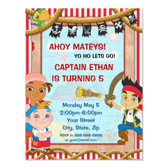 Jake And The Neverland Pirates Birthday Invitations
 Jake and the Neverland Pirates Birthday Invitation