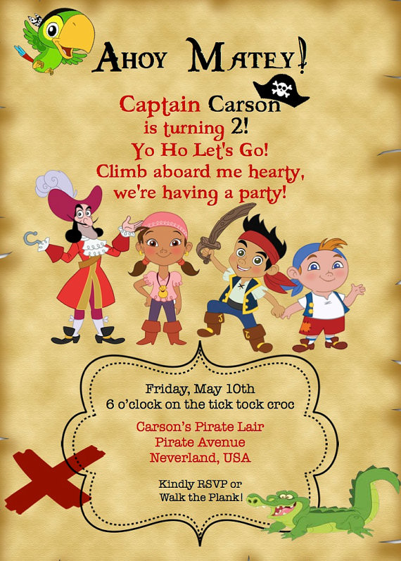 Jake And The Neverland Pirates Birthday Invitations
 Jake and the Neverland Pirates Birthday Invitations