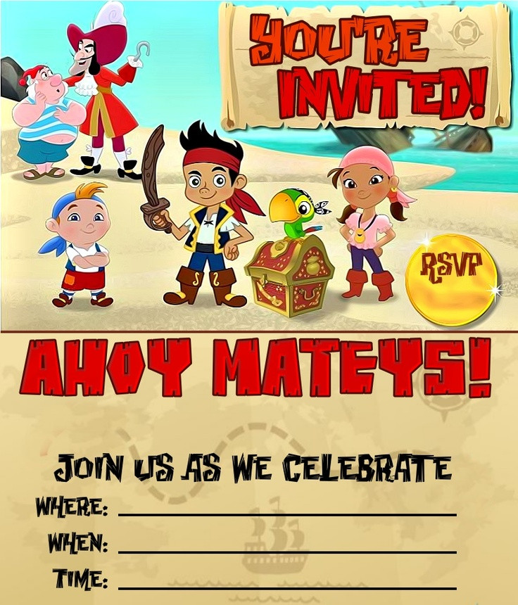 Jake And The Neverland Pirates Birthday Invitations
 Jake and the Neverland Pirates Birthday Invitations