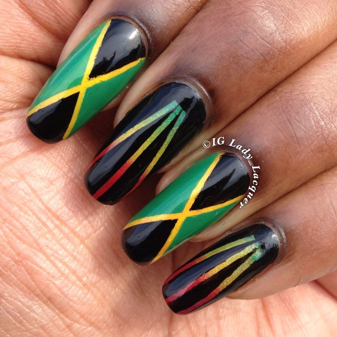 Jamaican Nail Designs
 LadyLacquer Jamaican flag inspired nailart Jamaica