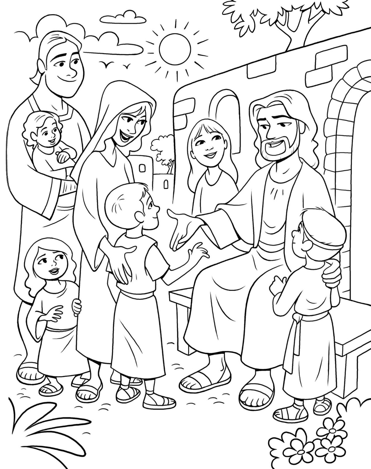 Jesus And The Children Coloring Page
 Christ Meeting the Children