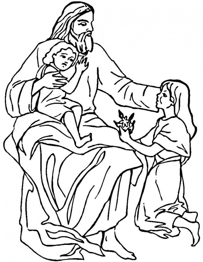 Jesus And The Children Coloring Page
 "Preaching the Kingdom of God"