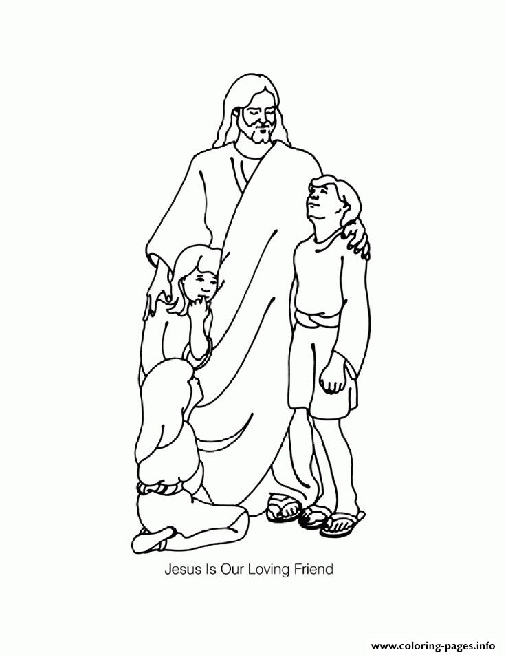 Jesus And The Children Coloring Page
 Jesus With Childrens Coloring Pages Printable