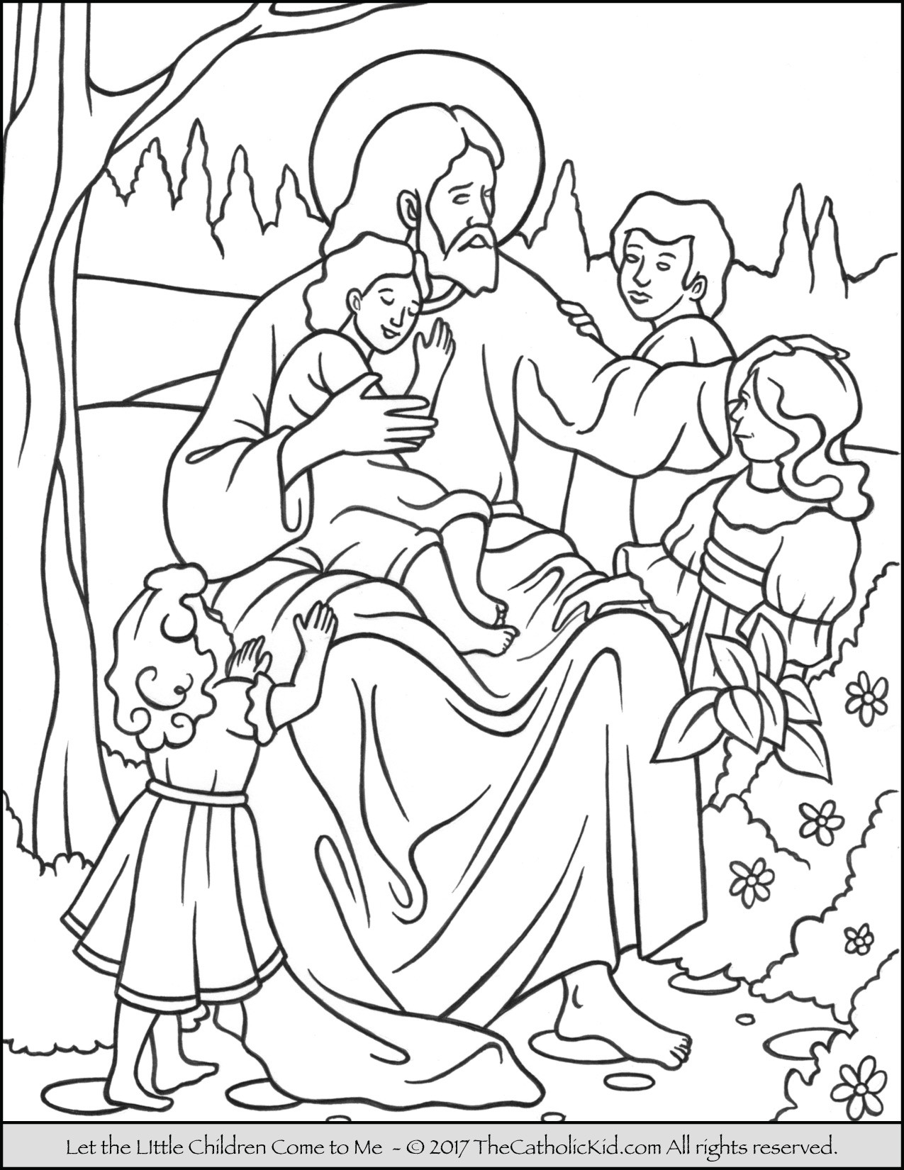 Jesus And The Children Coloring Page
 Jesus Let the Little Children e to Me Coloring Page