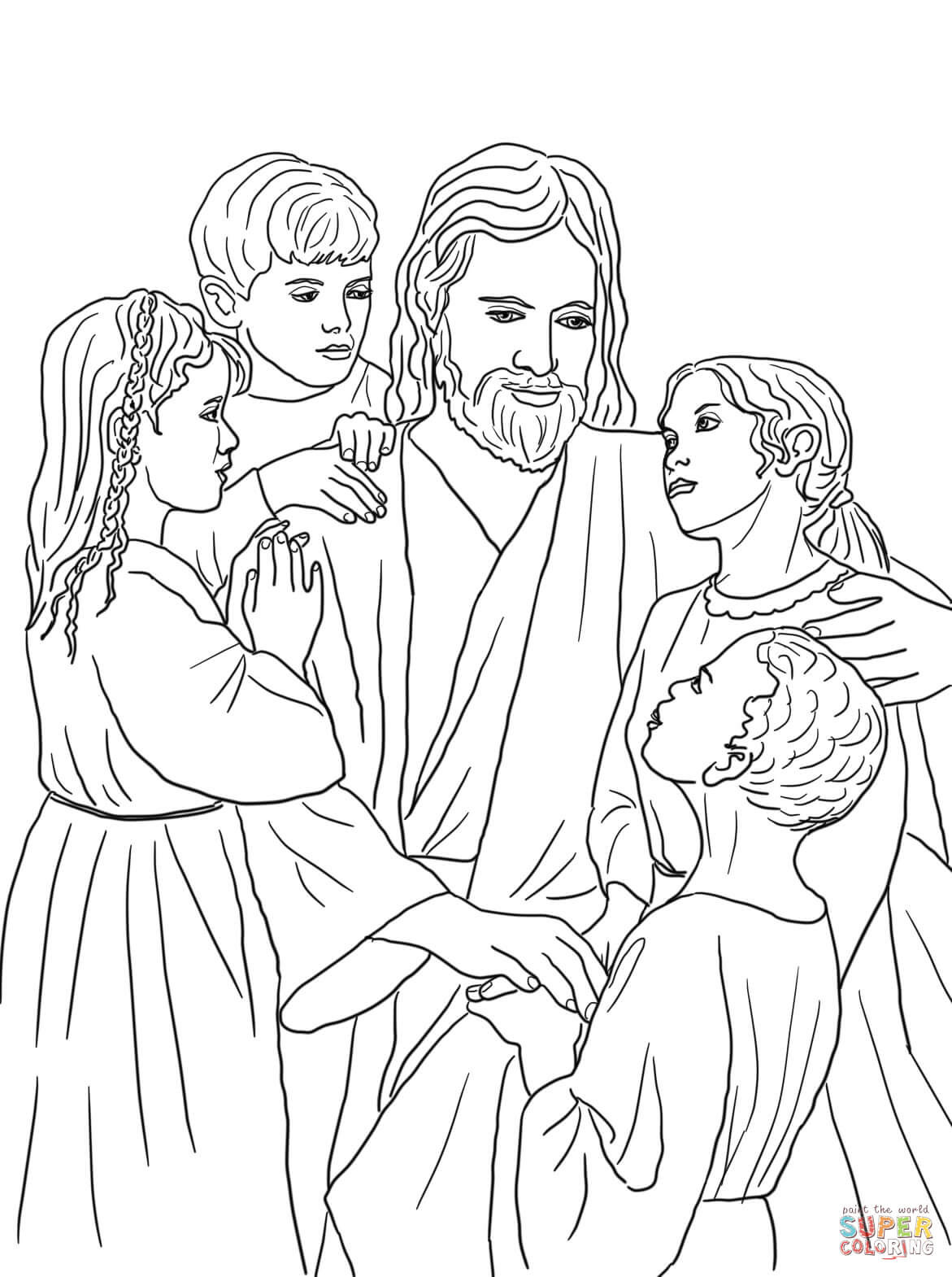 Jesus And The Children Coloring Page
 Jesus Loves All the Children of the World coloring page