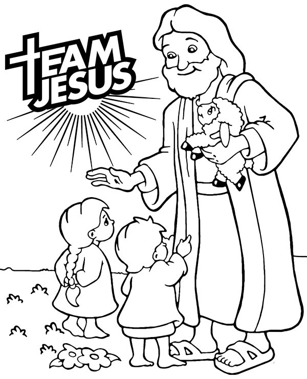 Jesus And The Children Coloring Page
 Jesus Christ and children coloring page