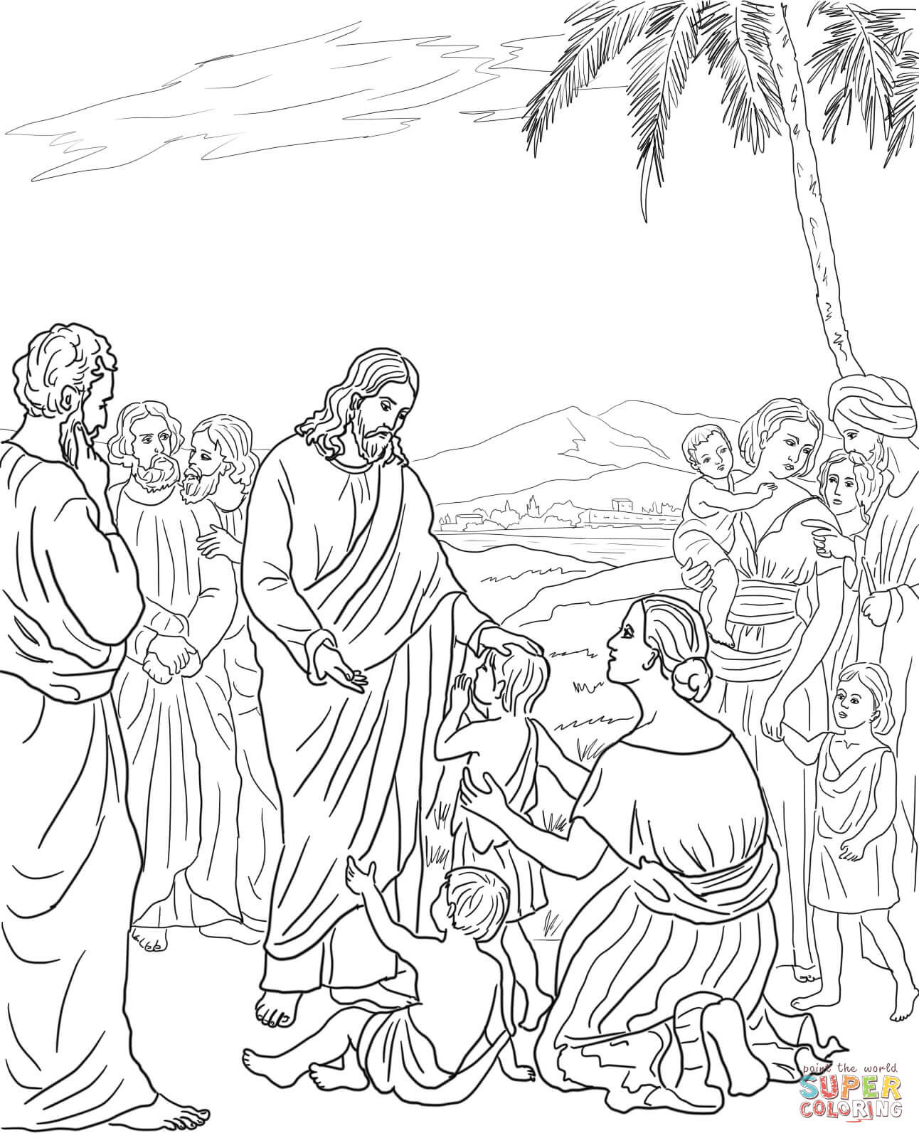 Jesus And The Children Coloring Page
 Jesus With Little Children Coloring Page Coloring Home