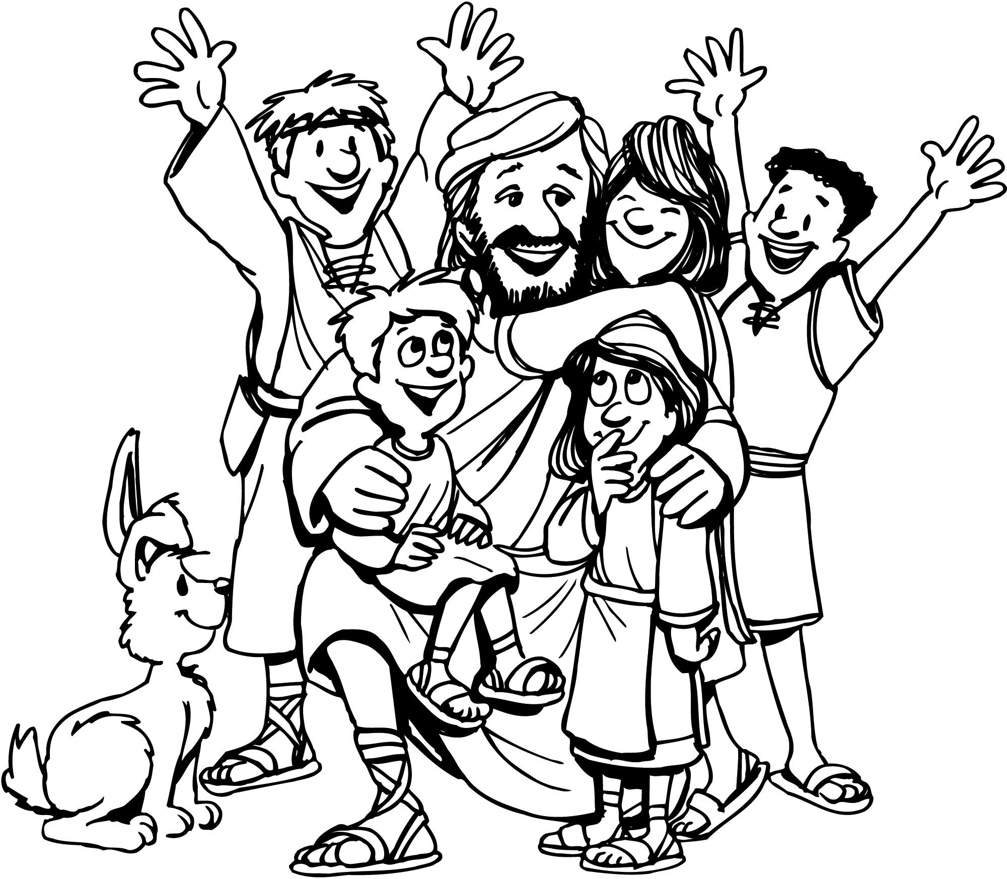 Jesus And The Children Coloring Page
 Jesus Loves The Little Children Coloring Page