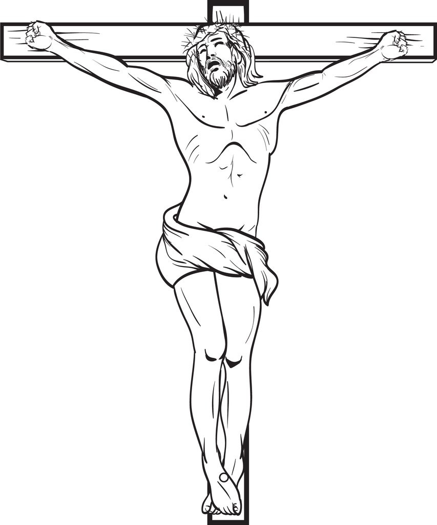 Jesus Coloring Pages For Kids Printable
 Jesus Crucified The Cross Free Printable Coloring Page