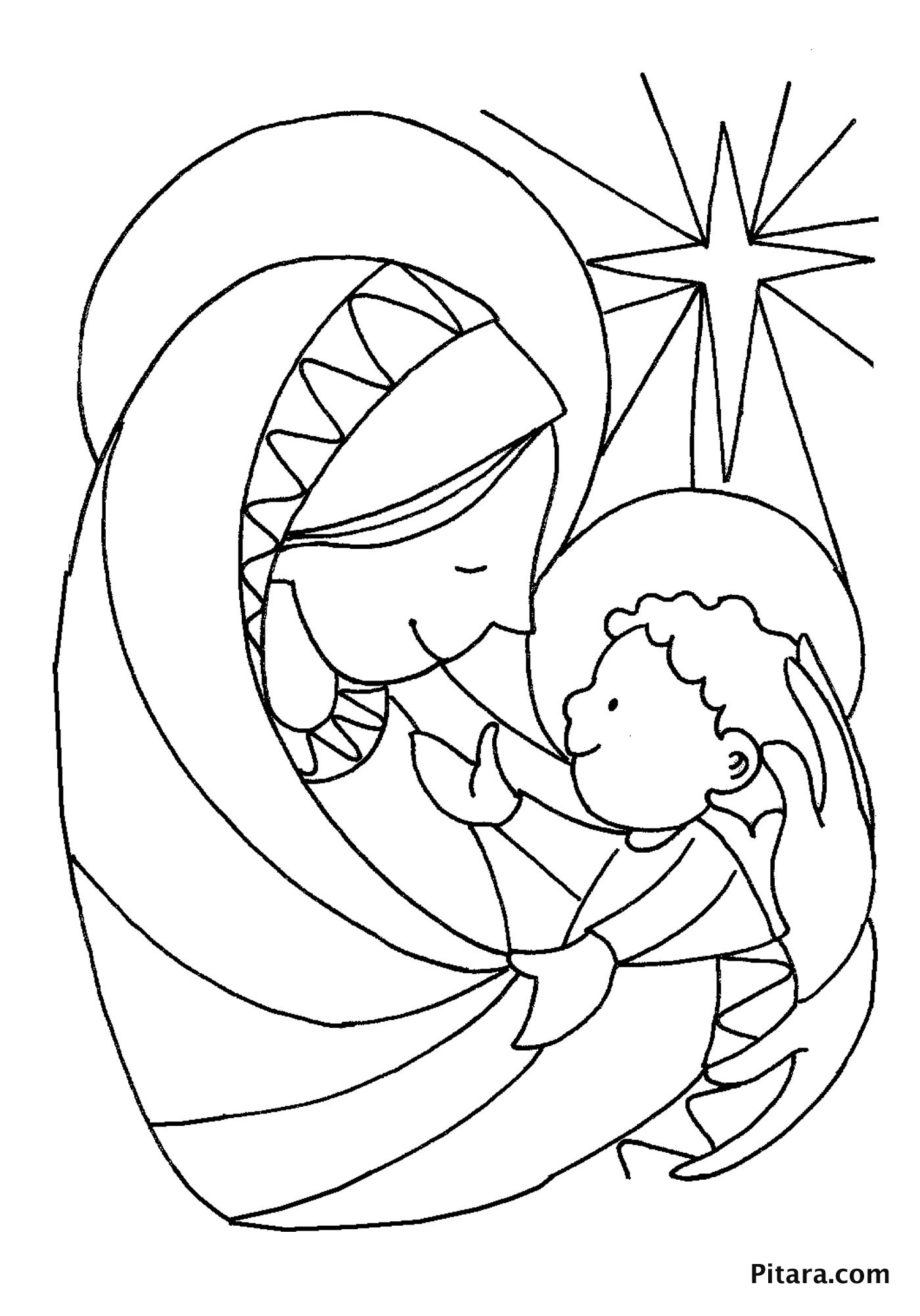 Jesus Coloring Pages For Kids Printable
 Mary & baby Jesus – Coloring page – Pitara Kids Network