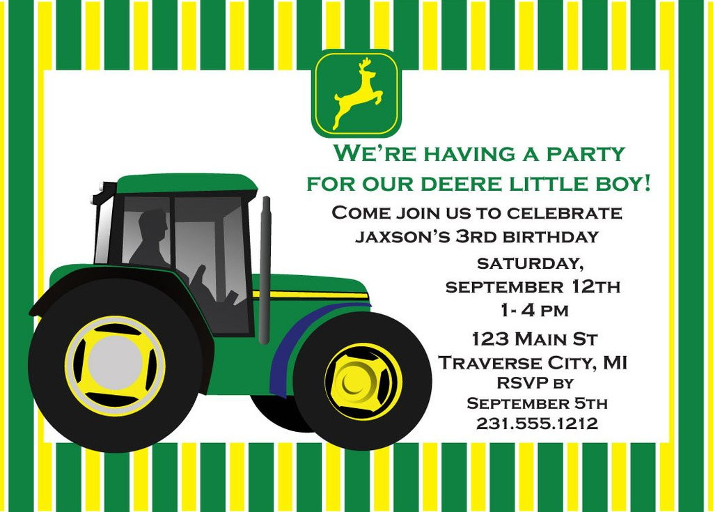 John Deere Birthday Party Invitations
 FREE John Deere Birthday Invitations – FREE Printable