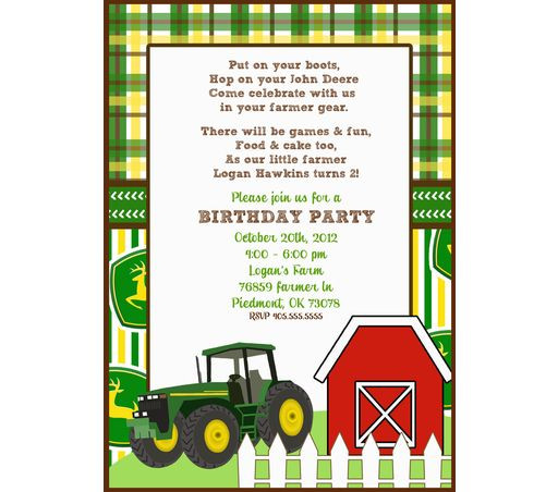 John Deere Birthday Party Invitations
 john deere party invitation free printable