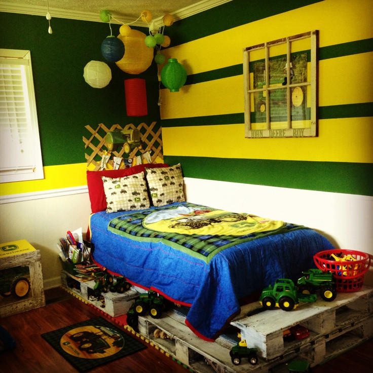 John Deere Kids Room
 My little boy s John Deere room with a pallet bed