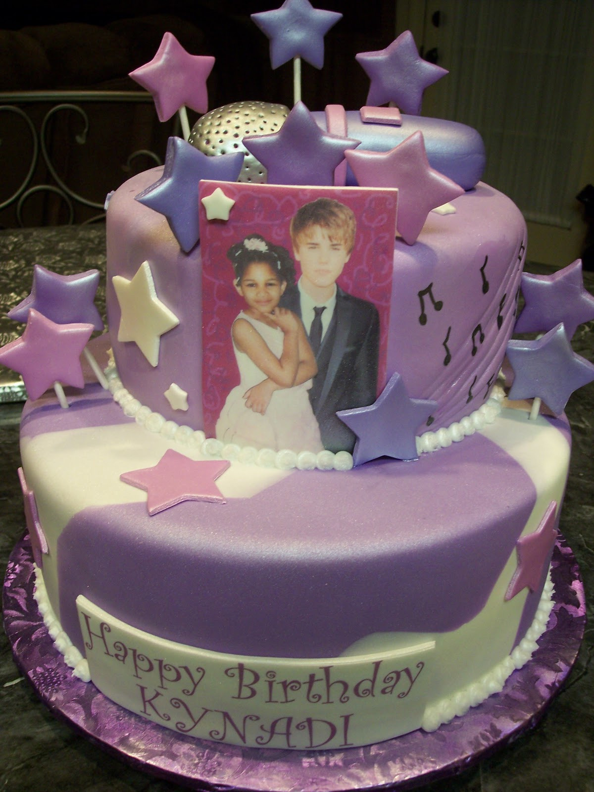 Justin Bieber Birthday Cake
 MyMoniCakes Justin Bieber Cake with Stars and Microphone