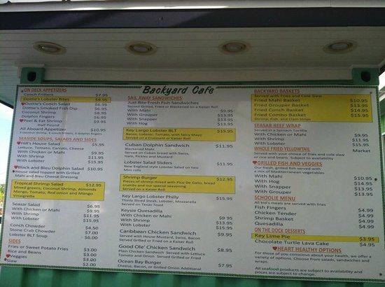 Key Largo Fisheries Backyard
 Menu Picture of Key Largo Fisheries Backyard Cafe