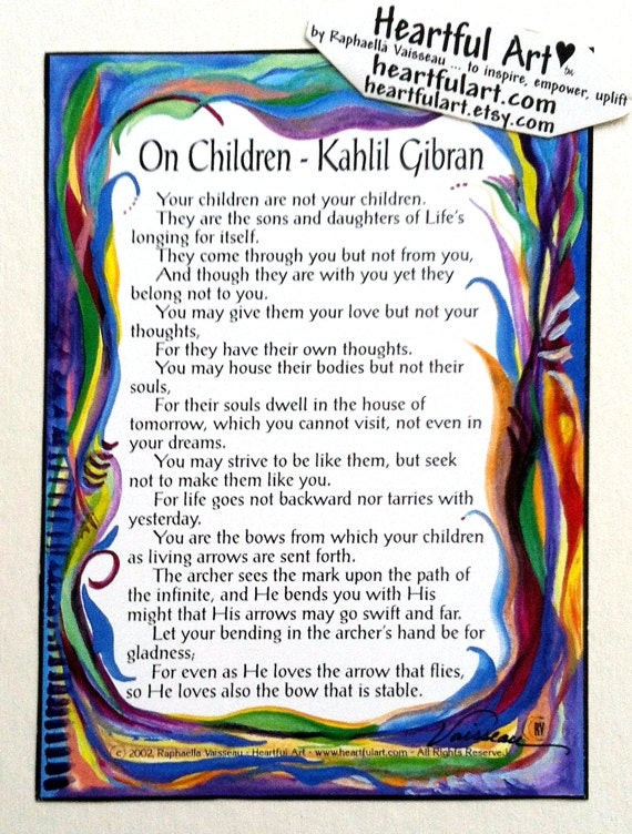 Khalil Gibran Quote On Children
 ON CHILDREN Inspirational QUOTE Kahlil Gibran Baby Shower