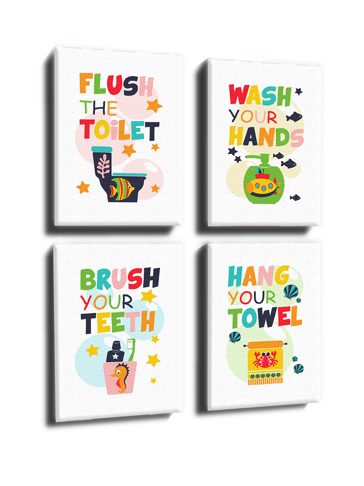 Kid Bathroom Wall Art
 Awkward Styles Kids Bathroom Framed Canvas Decor Set of