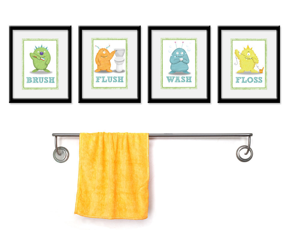 Kid Bathroom Wall Art
 Kids Bathroom Art Children s Wall Decor Monsters for the