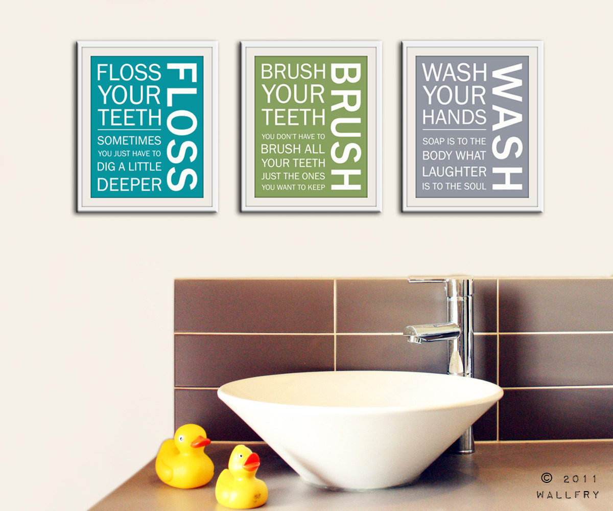 Kid Bathroom Wall Art
 Kids bathroom wall art Bathroom rules Bathroom prints Wash