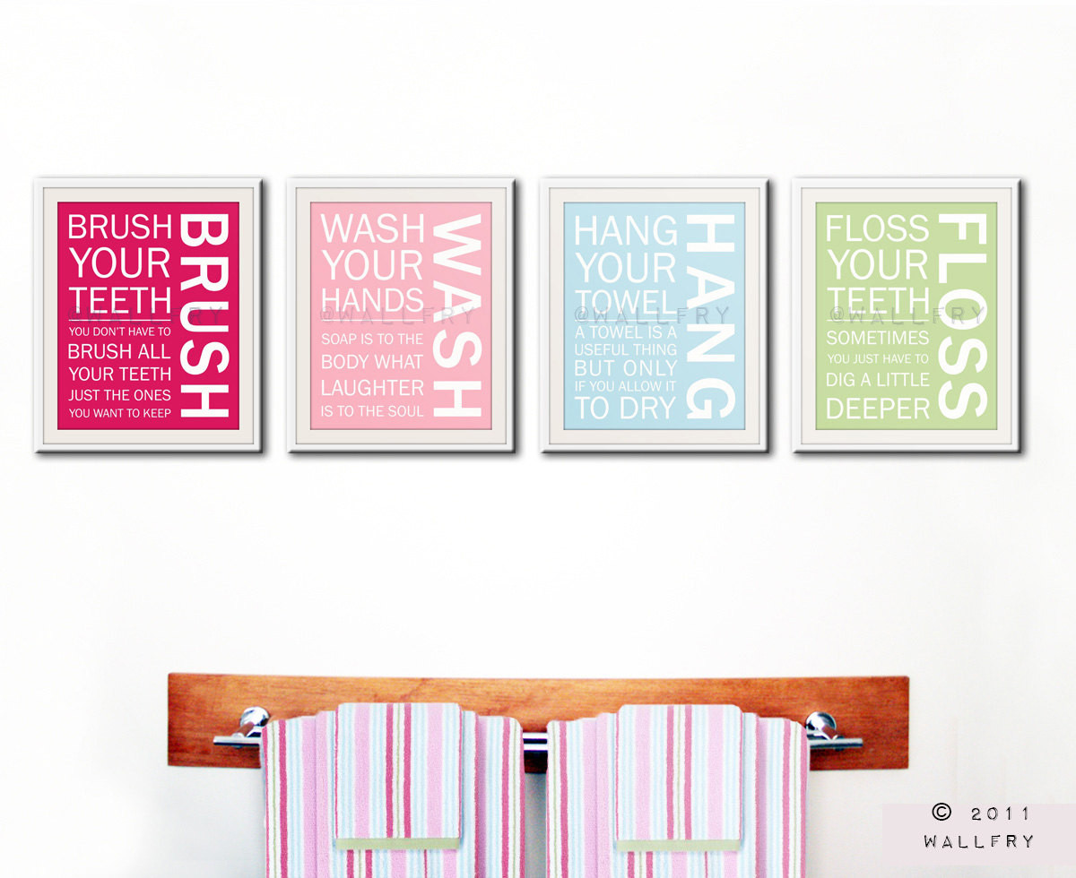 Kid Bathroom Wall Art
 Bathroom art prints Bathroom Rules Kids bathroom wall