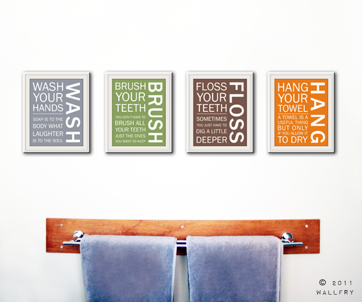 Kid Bathroom Wall Art
 Bathroom art prints Bathroom Rules Kids bathroom wall