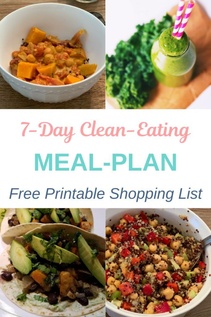 Kid Friendly Clean Eating Meal Plans
 7 Day Healthy Meal Plan and Shopping List