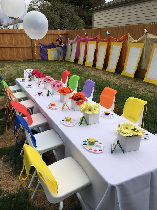 Kids Art Birthday Party
 Kids Backyard Art Party Idea Pretty My Party Party Ideas