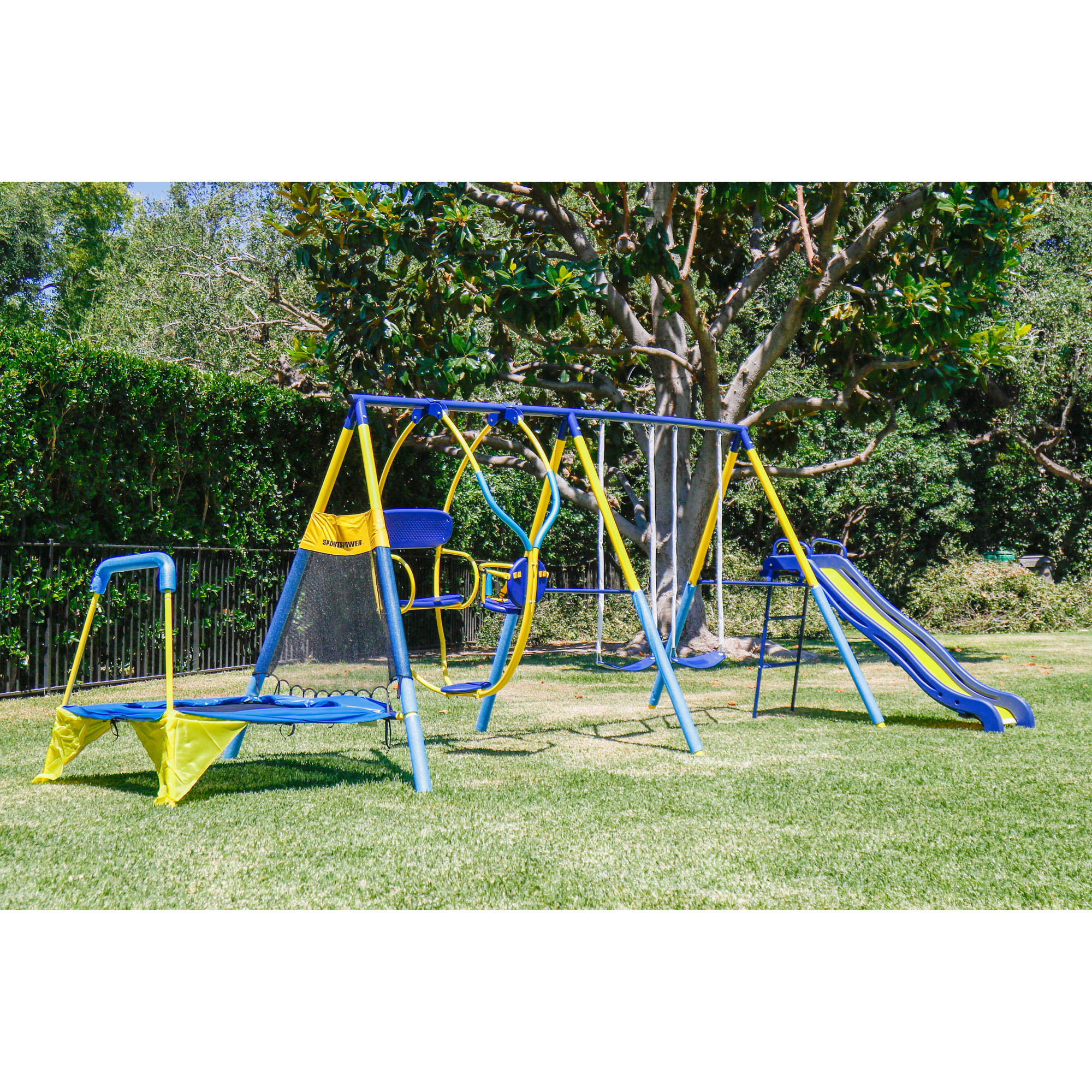 Kids Backyard Play Set
 Kids Playground Set Outdoor Swing Slide w Trampoline